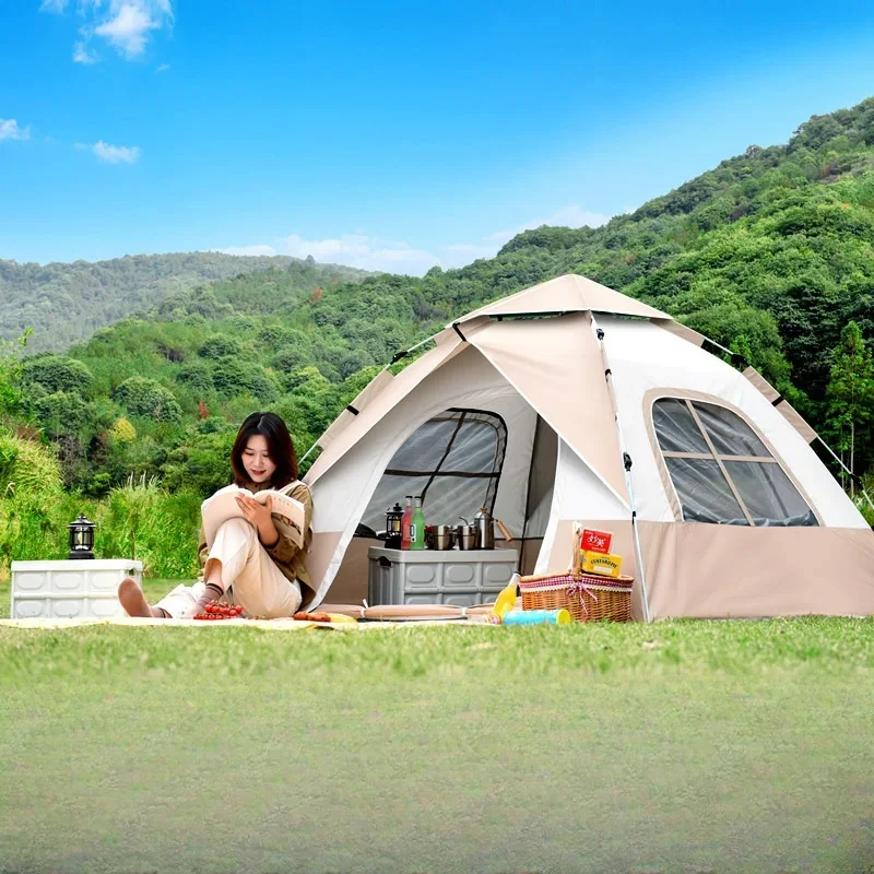 Imagem -02 - Equipamento Portátil Dobrável Camping Tent Totalmente Automático Suprimentos Piquenique ao ar Livre Mosquito e Proteção Solar