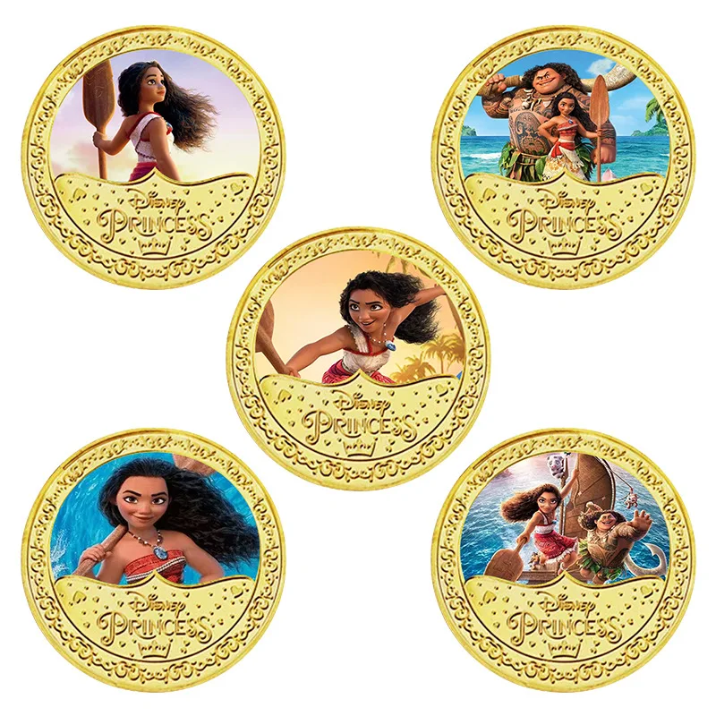 

MINISO Золотая монета Принцесса Моана Принцесса Океана Золотая монета Сувенирная коллекция монет Детские подарки на день рождения