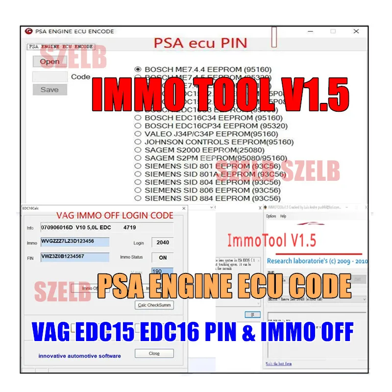 3in1 IMMO Tool V1.5+PSA ENGINE ECU CODE + VAG EDC15 EDC16 PIN & IMMO OFF Bypass Immobilizer for EEPROM Disable IMMO in PSA EDC15