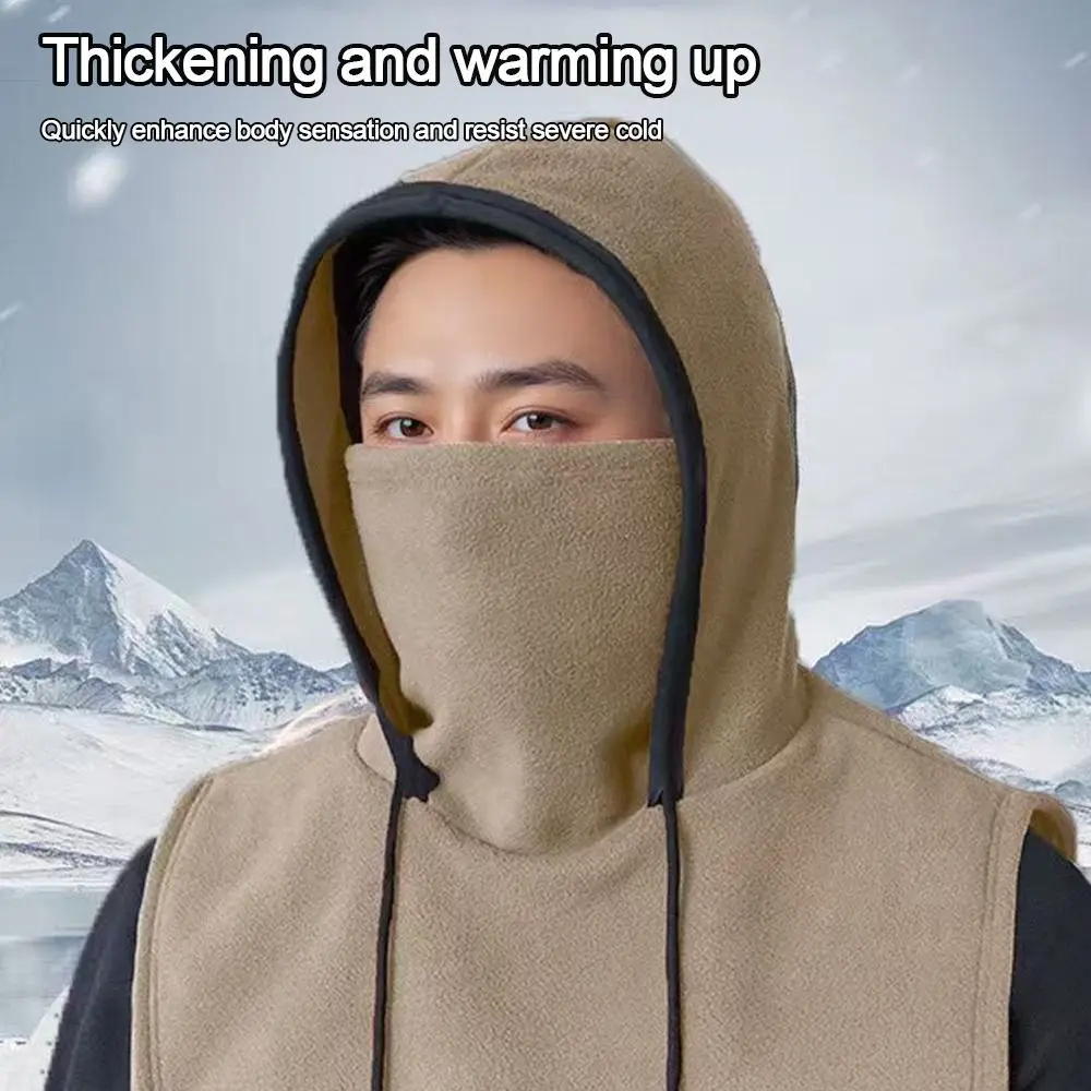 Fashion Fleece Winter Integrated Cap Scarf Ear Protection Windproof Balaclava Hat Soft Thickened Neck Warmer Cycling