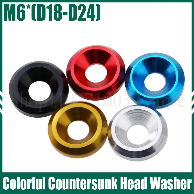 

1-10PC M6 Colorful Aluminum Alloy Countersunk Washer Gasket Concave Conical Decorative Groove Washer Cap Head Washer