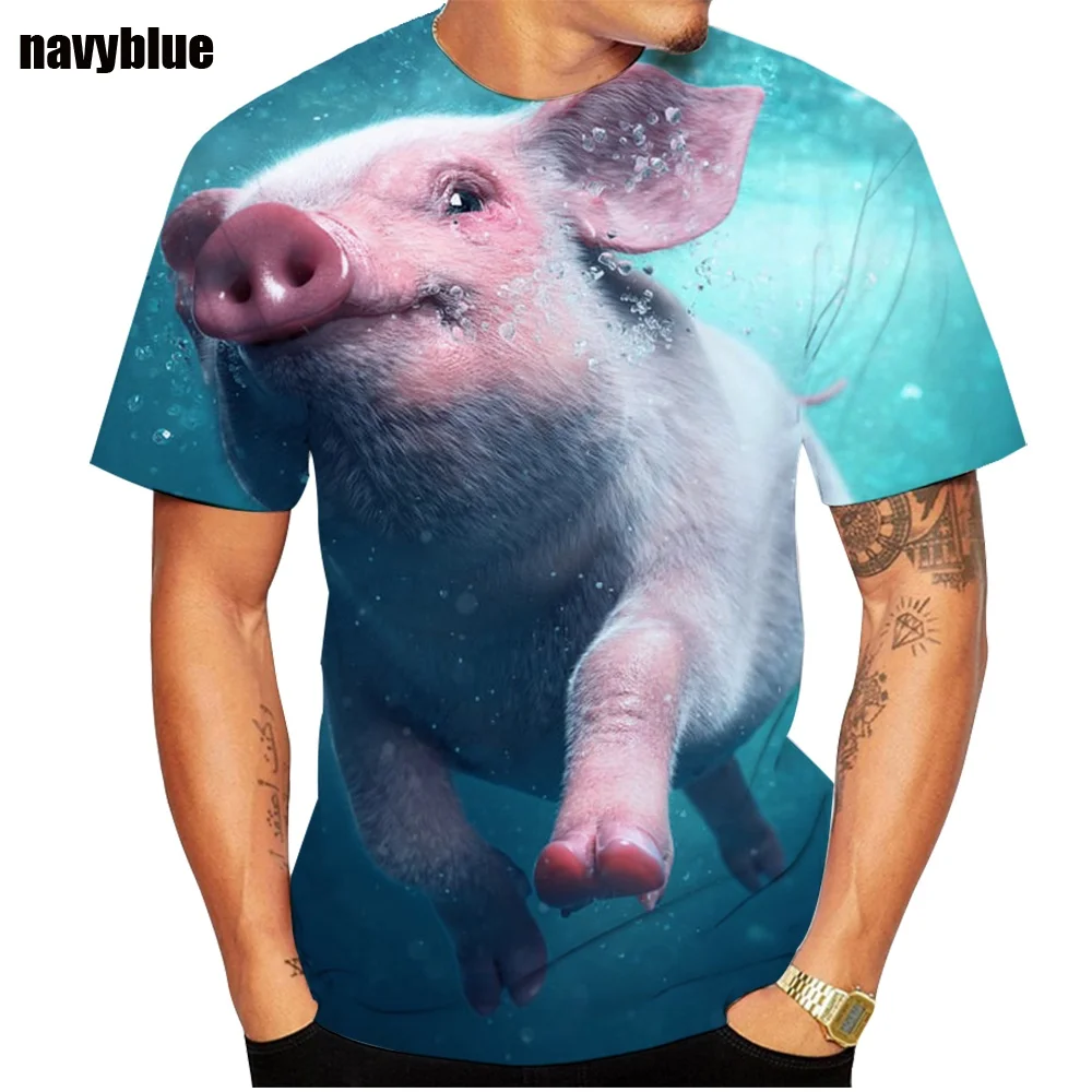 2023 Popular Novelty Animal Pig 3d Printing T-shirt Funny Pig Casual Summer T-shirt XS-6XL