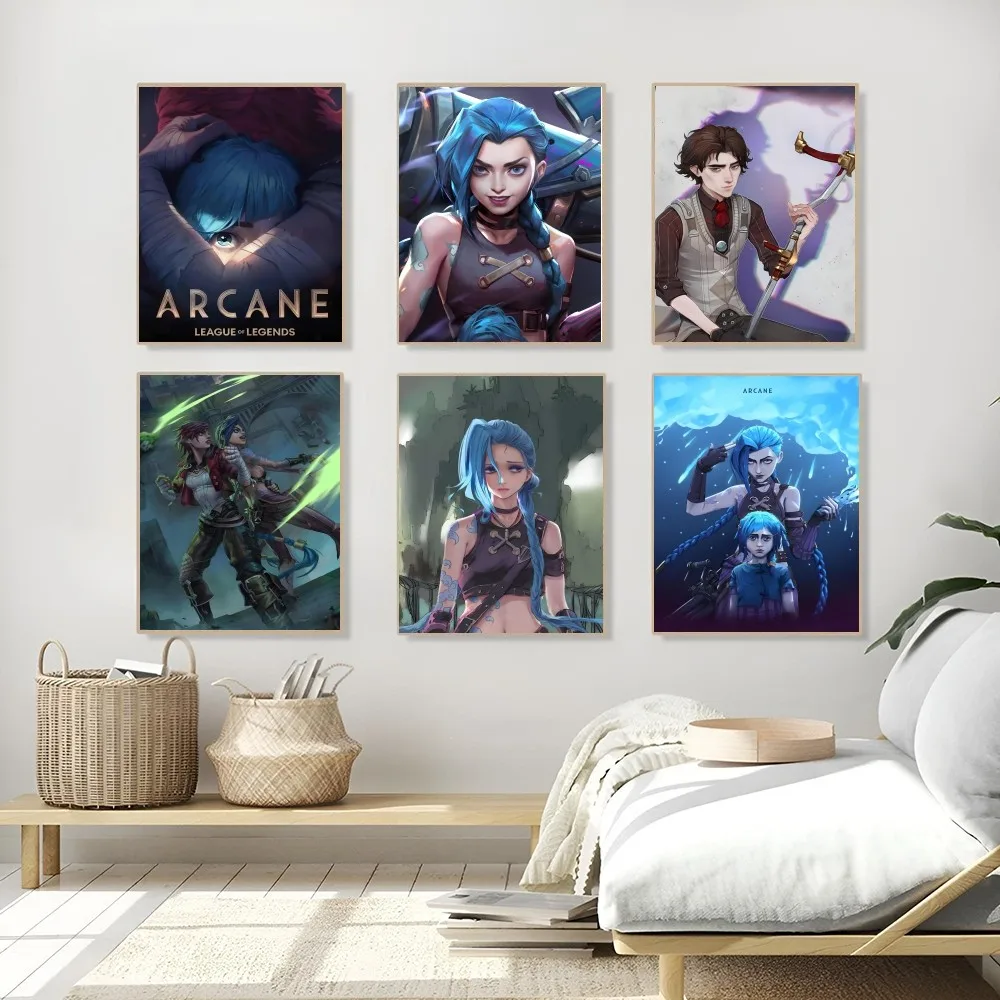 1PC Arcane League Of Legends Poster Self-adhesive Art Waterproof Paper Sticker Coffee House Bar Room Wall Decor