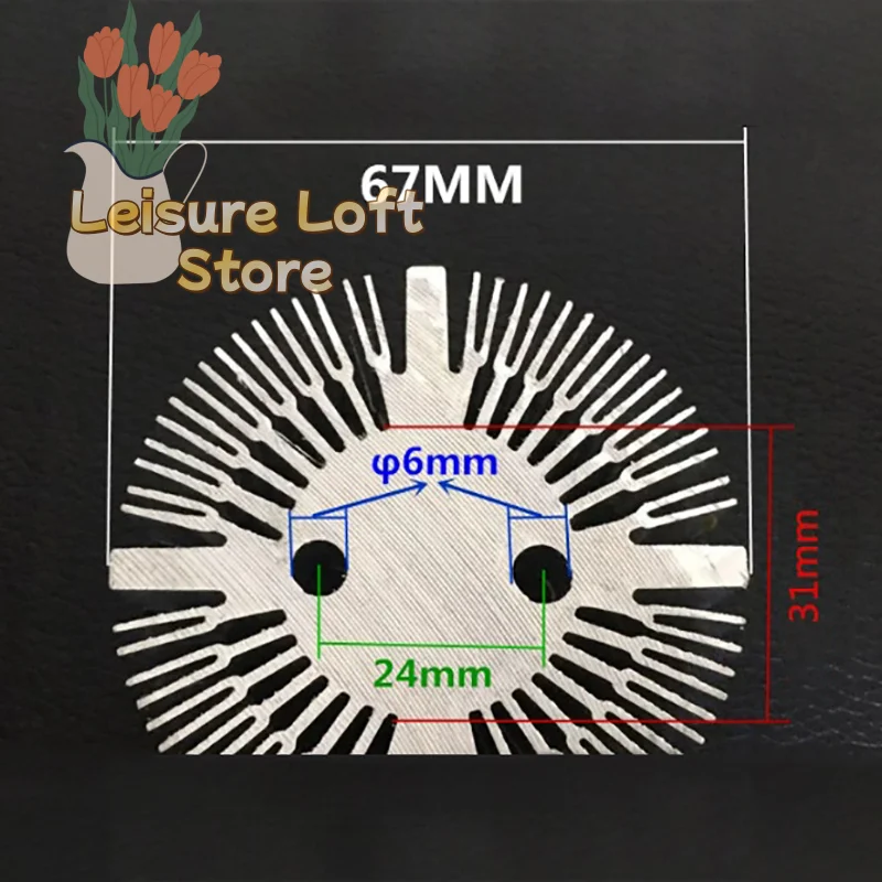 

Радиатор COB диаметром 25-67 мм, твердый радиатор из алюминия из сплава для светодиодного охлаждения высокой мощности, круглый дизайн