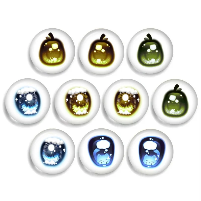 12MM-30MM Blyth Doll BJD Toy Apple, Cat Pattern Doll Eyes Round Anime Eyes Girl Toy Drop Glue Eye Jewelry 6