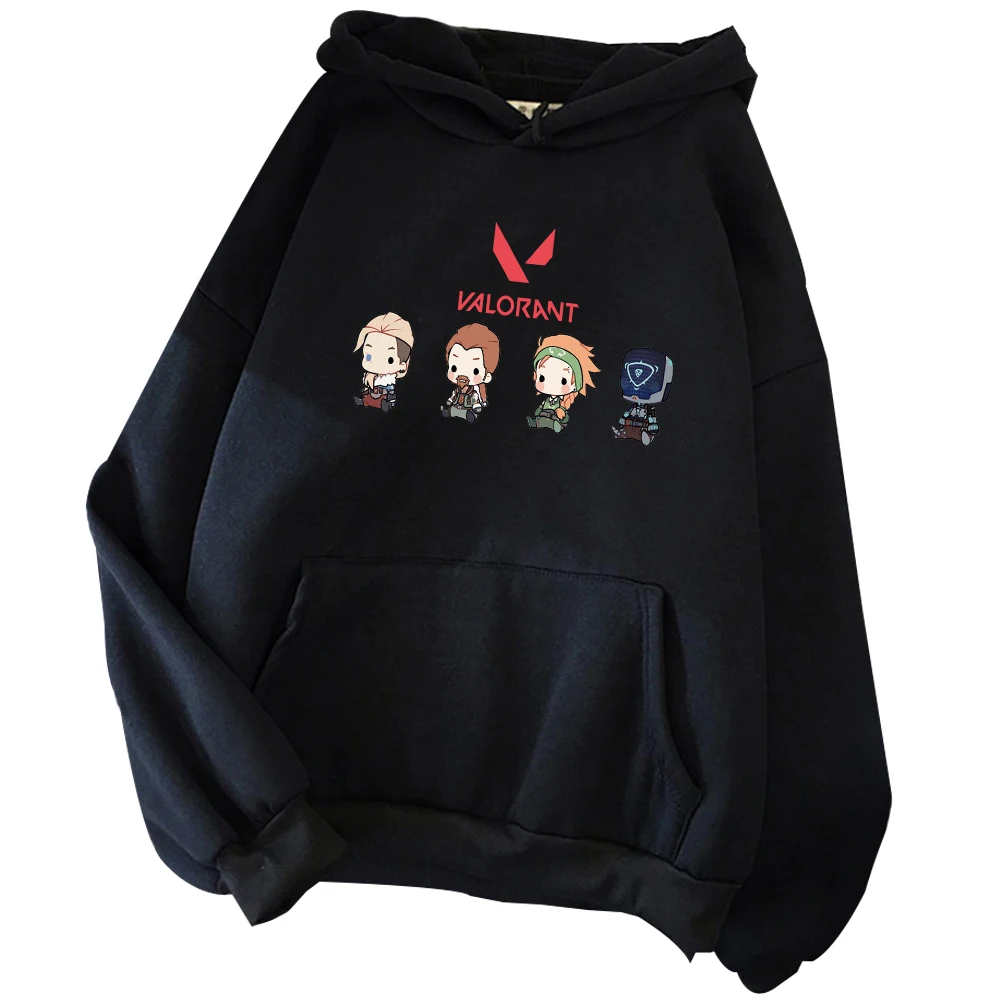 Valorant Anime Hoodie Jett Killjoy Streetwear Oversized Sweatshirt Cute Cartoon Print Aesthetic Hooded Top