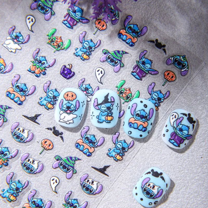 

Наклейка Disney Stitch с героями мультфильмов, аниме, наклейки для ногтей на Хэллоуин, милые принадлежности для ногтей для девочек, чехол для телефона «сделай сам», зеркальное украшение, подарок для вечеринки