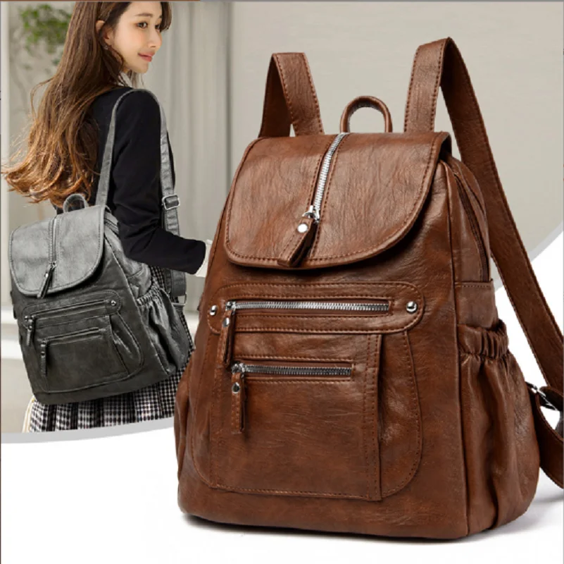 

2025 новые модные классические кожаные дорожные рюкзаки высокого качества, женские корейские сумки на плечо большой вместимости, школьная сумка для ноутбука