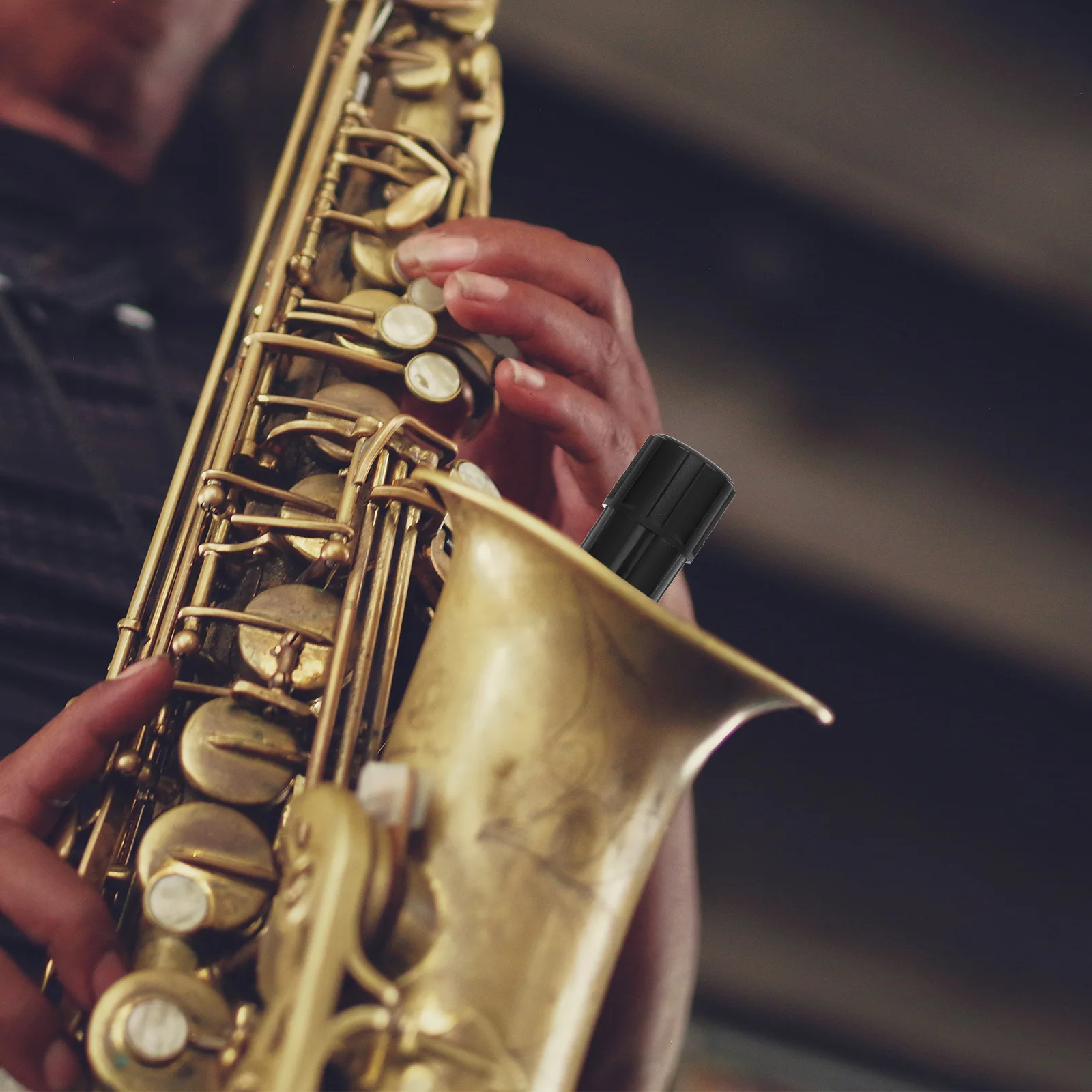 Plugue de extremidade de saxofone de plástico 24.5mm de diâmetro interno preto para alto tenor sax instrumento acessório bocal tampa ferramenta