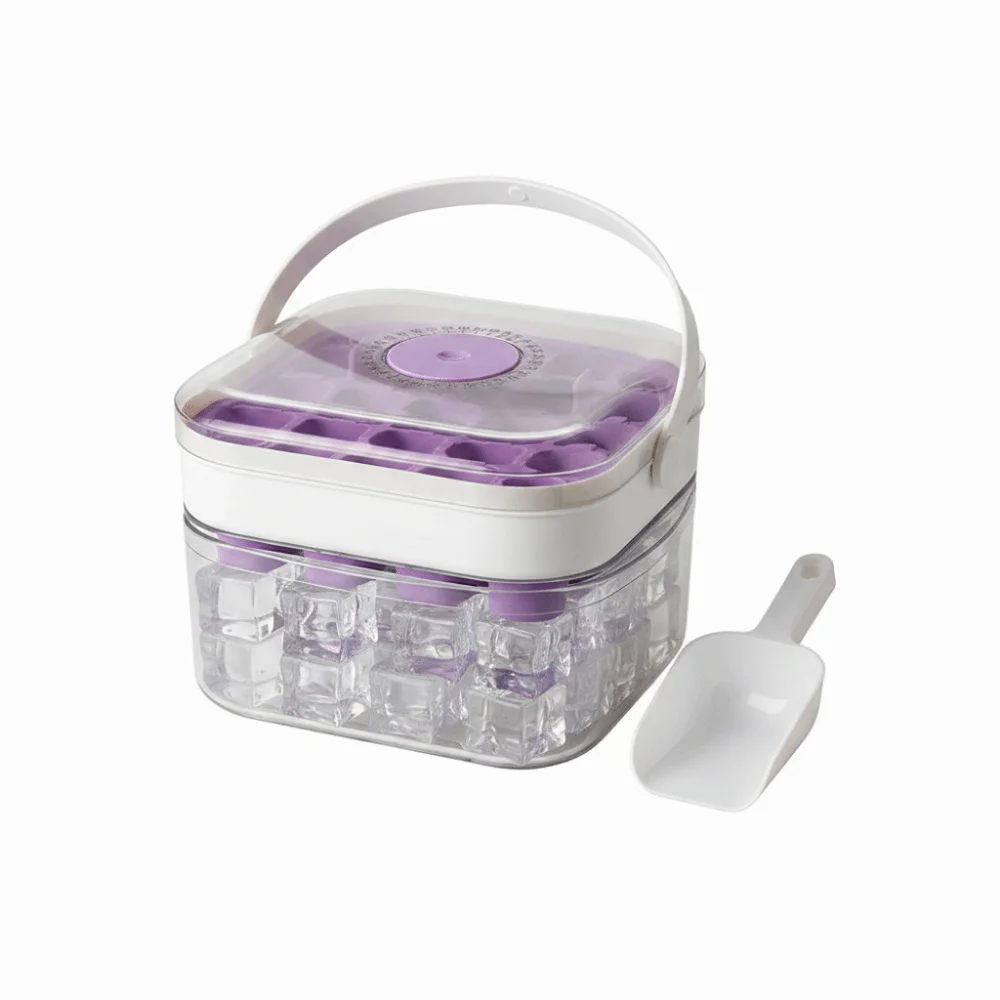 Cajón extraíble de gran capacidad para cubitos de hielo, ahorrador de espacio con tapa, bandeja para cubitos de hielo, máquina de hielo reutilizable de doble capa, refrigeradores pequeños