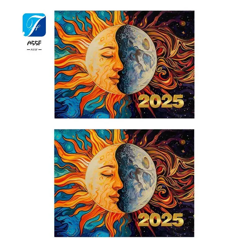 A55F-2Pcs Sun And Moon Calendar In 2025 Planning Calendar Calendar Sun And Moon Daily Monthly Schedule Planner Calendar