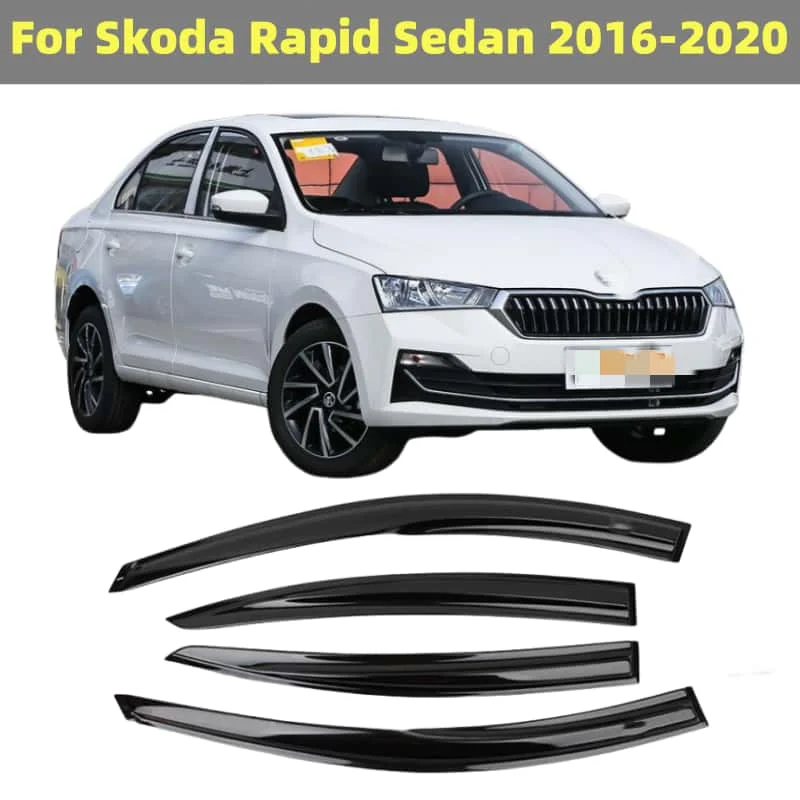 For Skoda Rapid Sedan 2016 2017 2018 2019 2020 Car Door Window Visor Rain Sun Guard Deflector Shade Awnings Shelters Raincoat