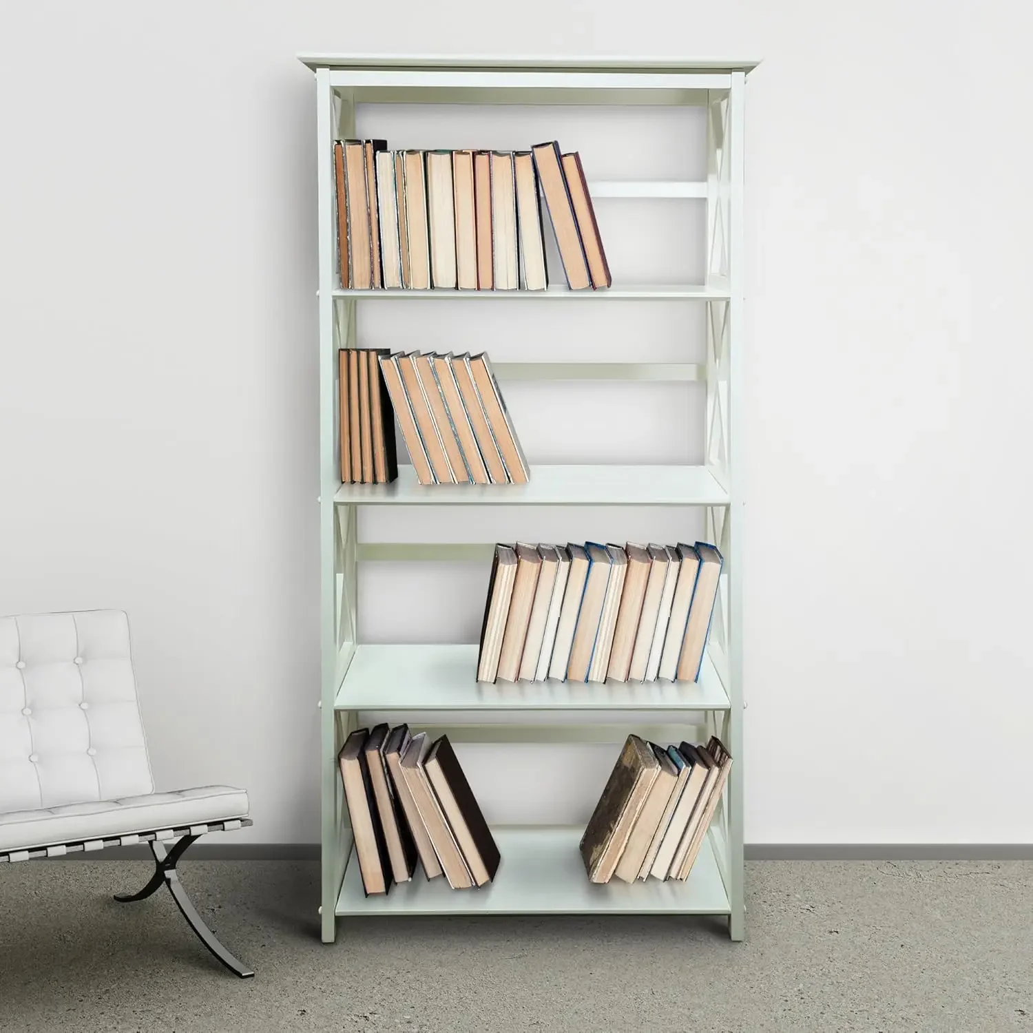 Casual Home Montego Bookcase, 5-Shelf, White,324-51