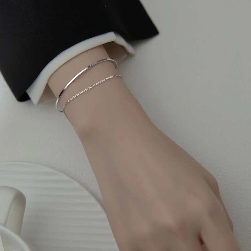 Modian Authentic 925 Sterling Silver Bracelet for Women Gift Fashion Geometric Line Chain Bracelet Fine Jewelry Accessories