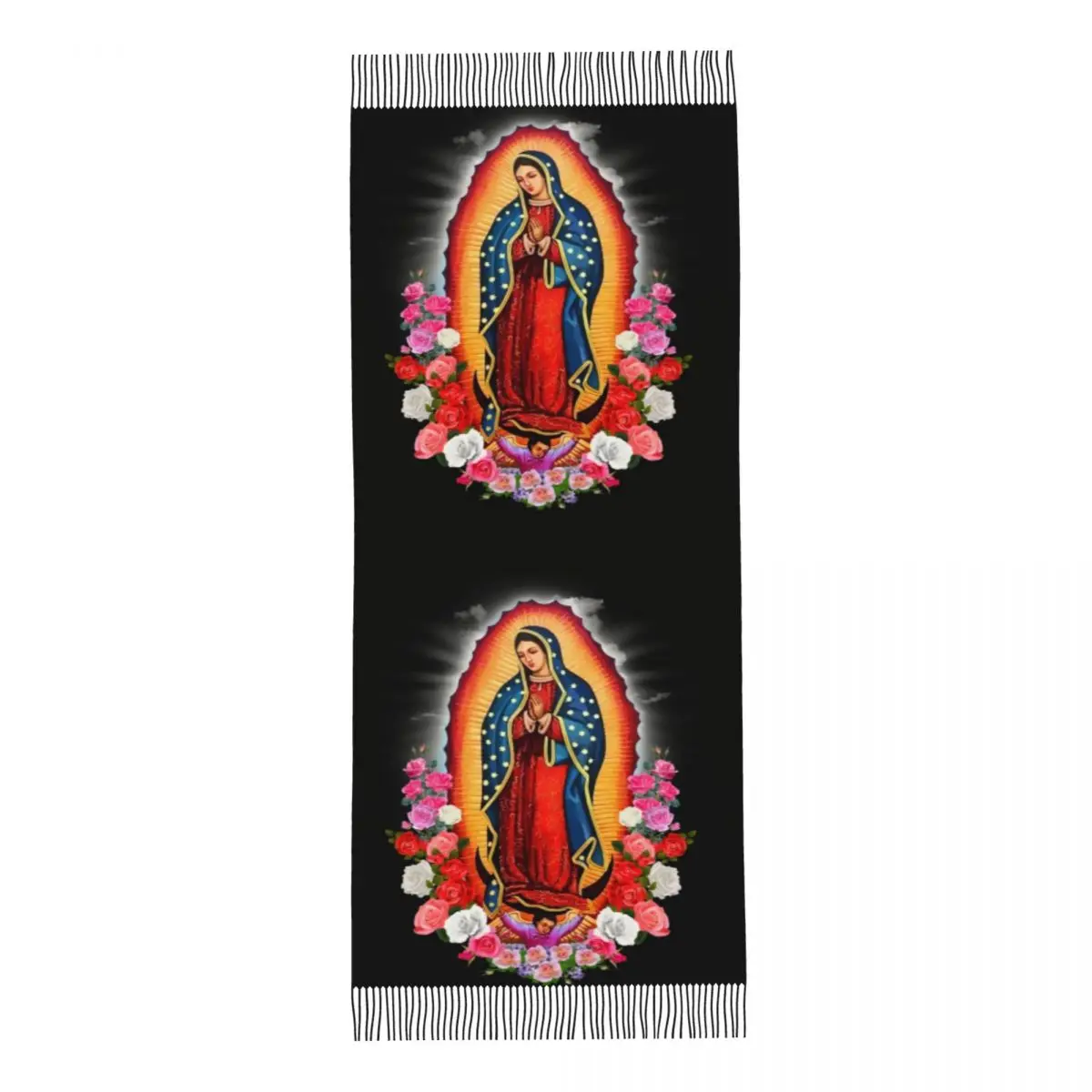 Bufanda con estampado personalizado de la Virgen María de Guadalupe para hombres y mujeres, bufandas cálidas para invierno y otoño, chal de San Católico de México