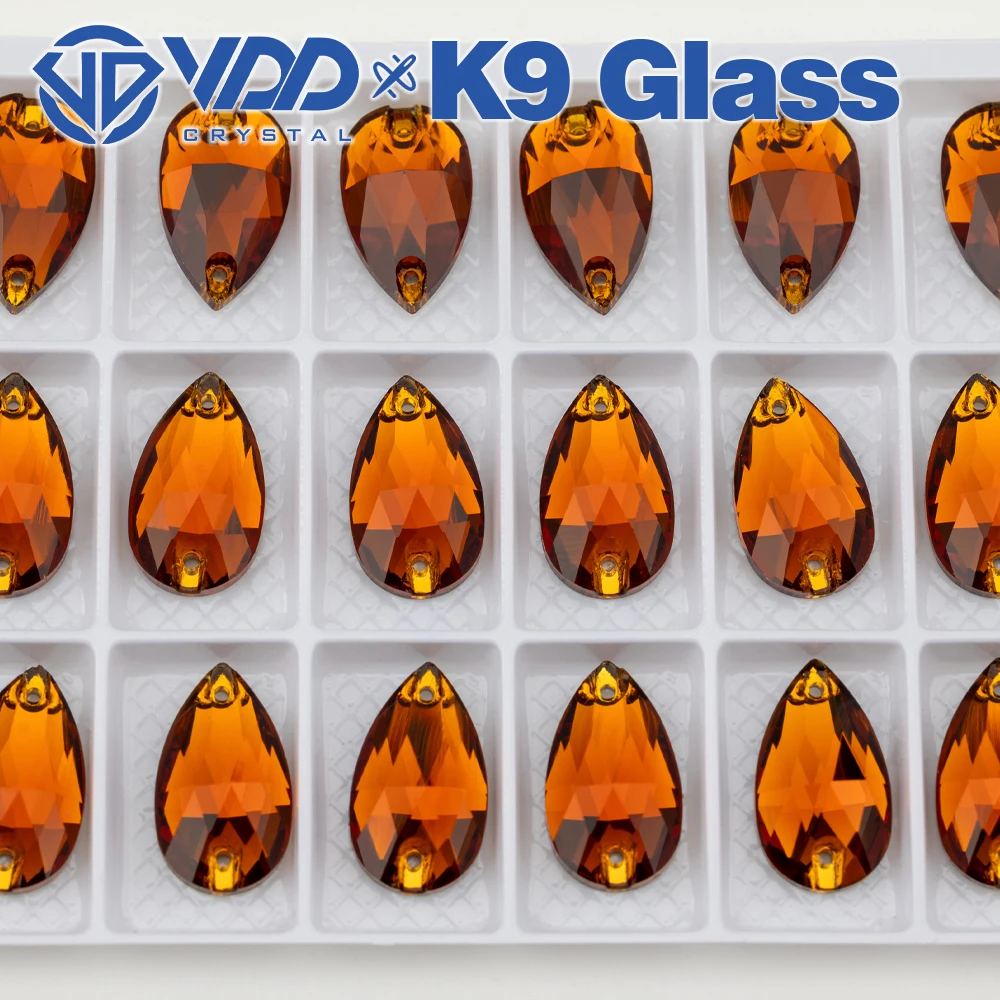 VDD S107 Kaffee-Birne Hochwertige K9-Glas-Applikationssteine zum Aufnähen, Kristall-Flachrückseite, Strasssteine zum Aufnähen für die Dekoration von Kleidungsstücken und Stoffen – Detail 6