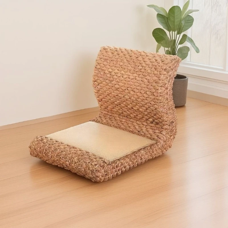 Low cushion backrest leisure chair bay window tatami straw bay window chair straw small chair stool futon