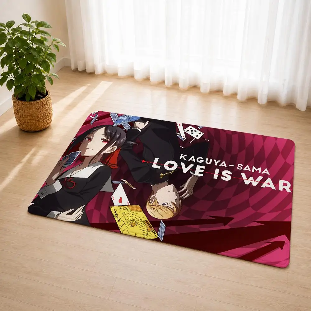 K-Kaguya-sama Love Is War Floor Mat Flannel Rug Soft Non Slip Door Mat For Bathroom Bedroom Kitchen Living Room Home Decor