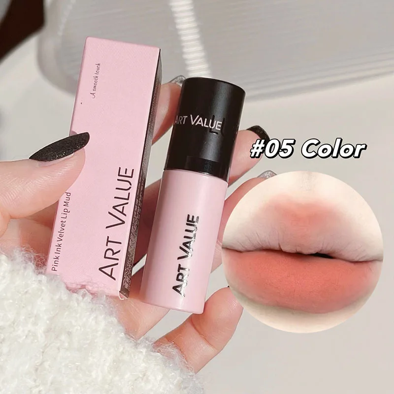 ART VALUE Matte Liquid Lipstick Long-lasting Waterproof Silky Smooth Pink Mist Velvet Lip Glaze Lightweight Makeup Lip Mud Tint