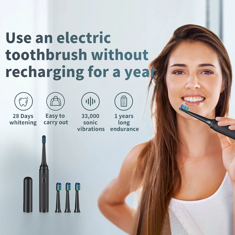 T7 Sonic Electric Toothbrush Adult Couple Rechargeable Electric Toothbrush 360 day long standby 1 Brush Handle 4 Brush Head