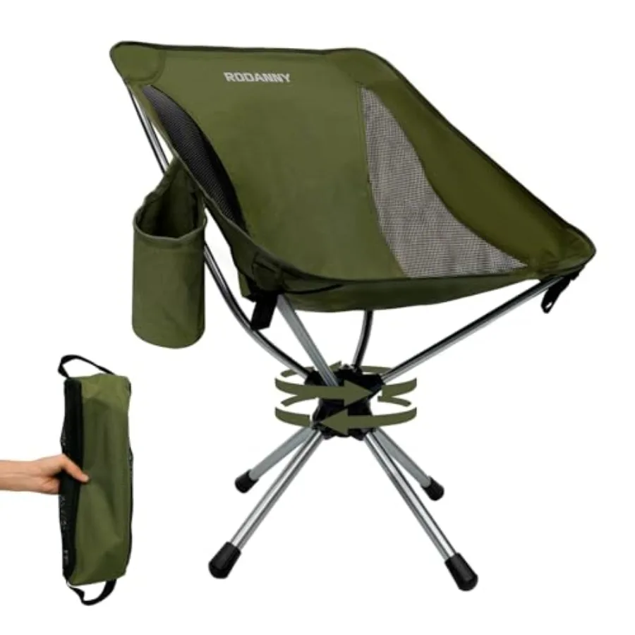 

360° Swivel Folding Chair Compact Portable Camping Chairs for Outdoor Travel Hunting Hiking Fishing Picnic Lightweight 2.7LB wi