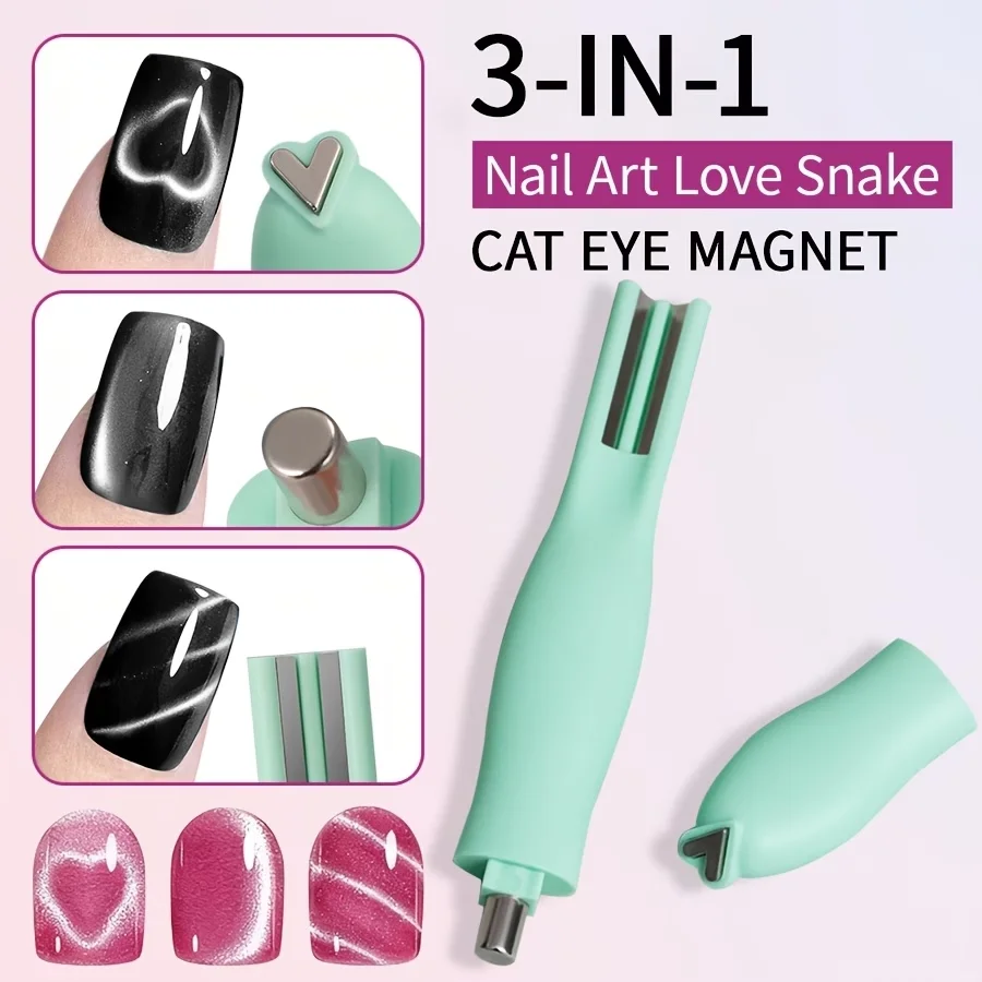 3-in-1 heart-shaped multi-functional cat-eye nail magnet, with multiple uses, suitable for use with cat-eye gel, for home salon