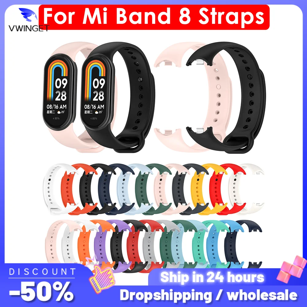 Silicone Straps For Xiaomi Band 8 Replacement Wristbands Straps Soft Breathable Skin Friendly Straps For Mi Band 8 Smart Watch