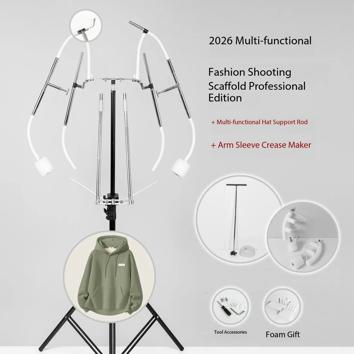2026 Multifunctional Clothing Shooting Styling Rack Professional Edition, Clothing Photography Model Hanger