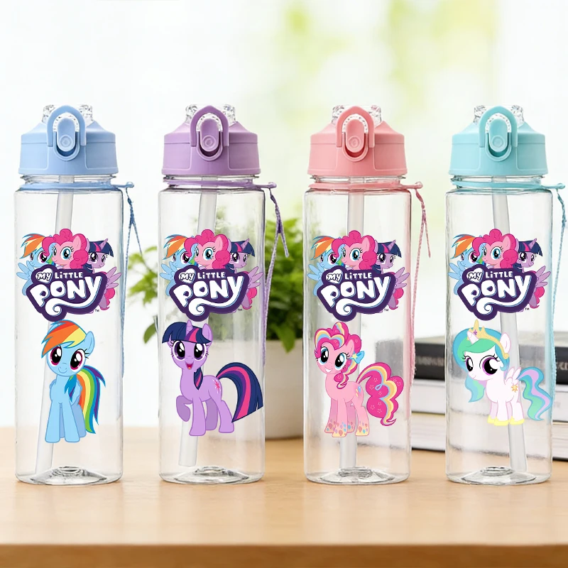 

Бутылка для воды My Little Pony с трубочкой, детская школьная кружка с единорогом, для девочек, для занятий спортом на открытом воздухе, 900 мл, большая емкость, подарок