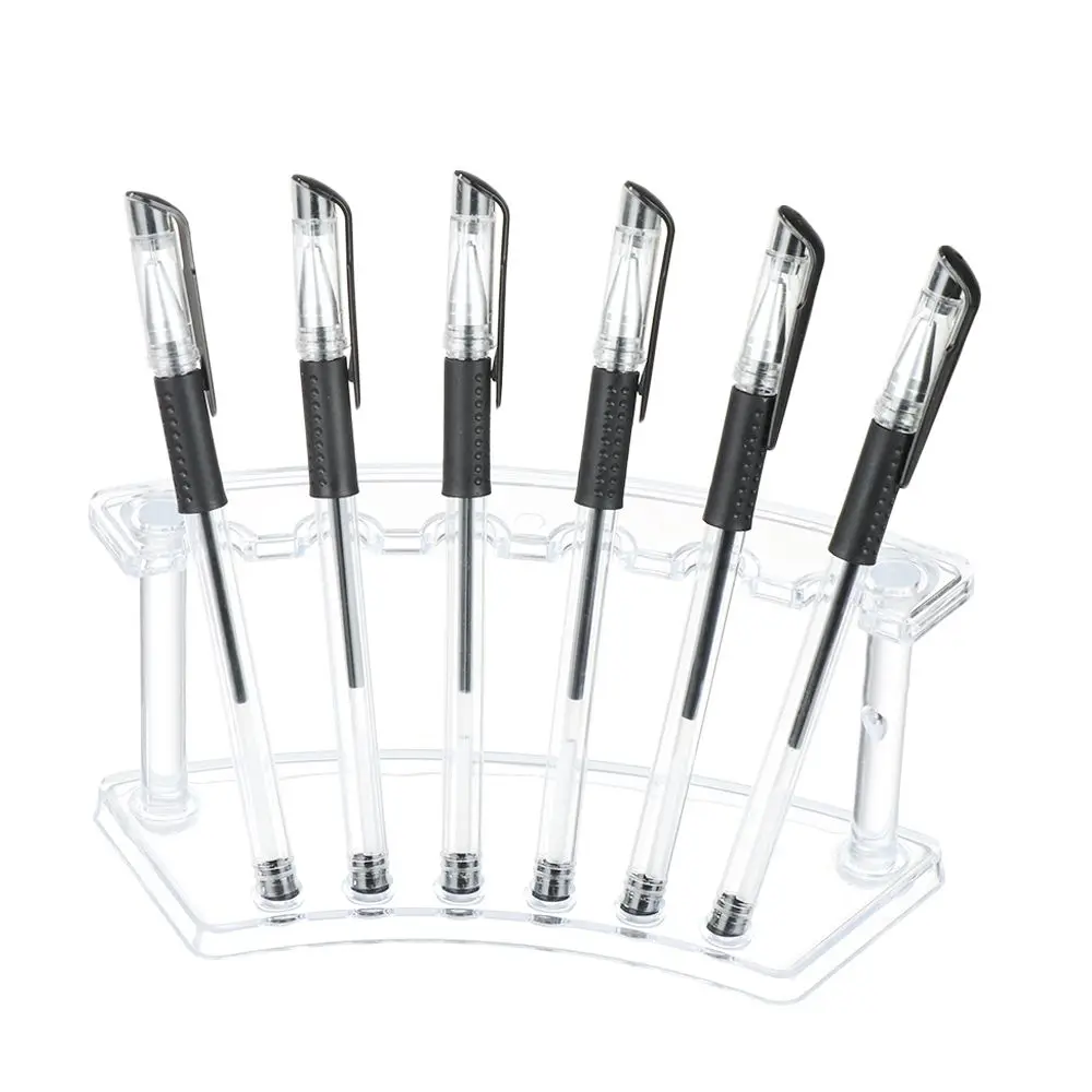 School office supplies Storage 6/12-Slots Transparent Nail Brush Holder Display Stand Makeup Brush Rack Acrylic Pen Holder