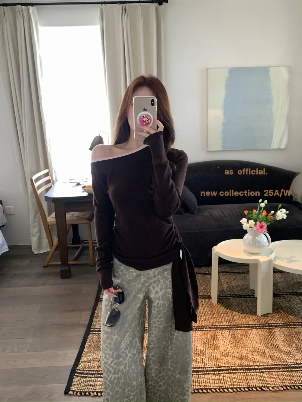 

Вязаный топ с открытыми плечами и цветными блоками, женский топ с длинным рукавом и завязкой на талии, облегающая элегантная мягкая повседневная эластичная фигура, подчеркивающая фигуру блузка