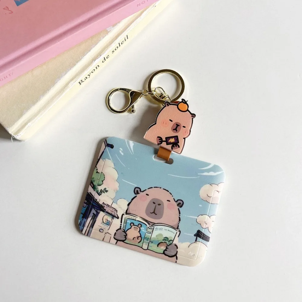 ABS Capybara Card Holder Gifts PVC Animal Cartoon Card Case Retractable Rope Waterproof Bus Card Sleeve School