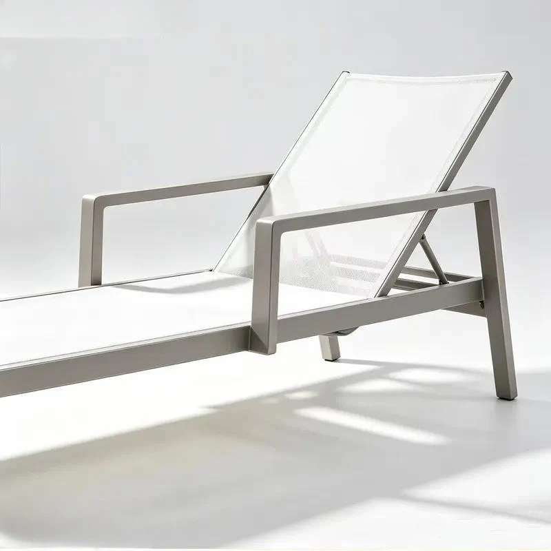 Outdoor Adjustable Lounge Chair Aluminum Frame Breathable Mesh for Garden Beaches