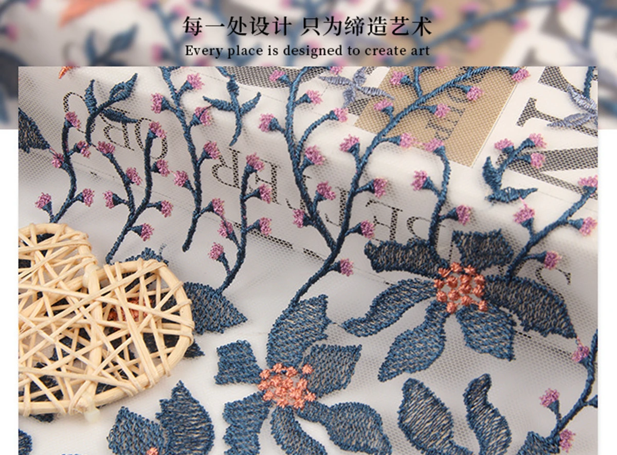 美しい花の刺繍が施されたメッシュ生地,色とりどりのDIYドレス生地,家の装飾x1033