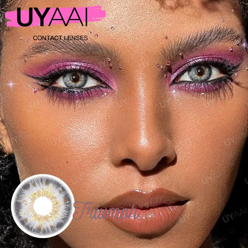 UYAAI Natural Eye Colored Contacts Lens Blue Green Brown Blue Soft Beauty Makeup Big Pupils Color Contact Lenses