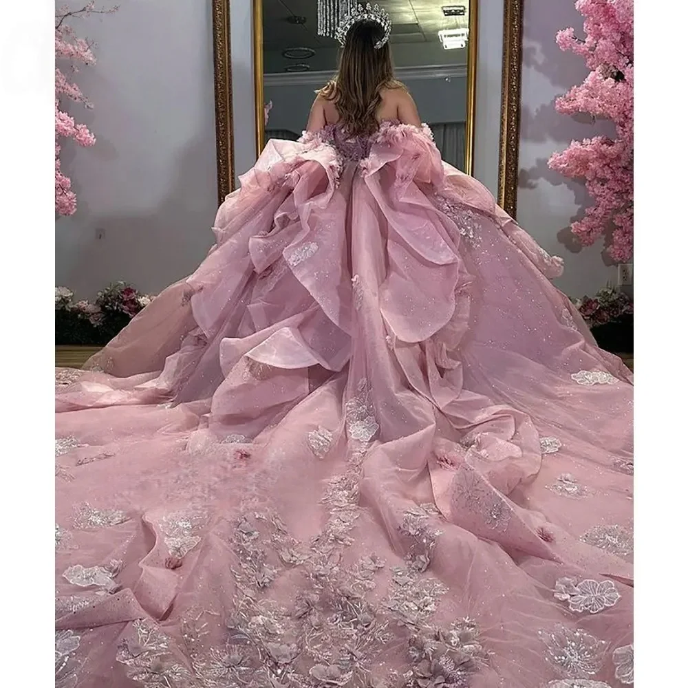 Vestidos de quinceañera Charro rosa, vestido de baile sin tirantes, apliques con cuentas, dulce 16 mexicano, 15 años, personalizado