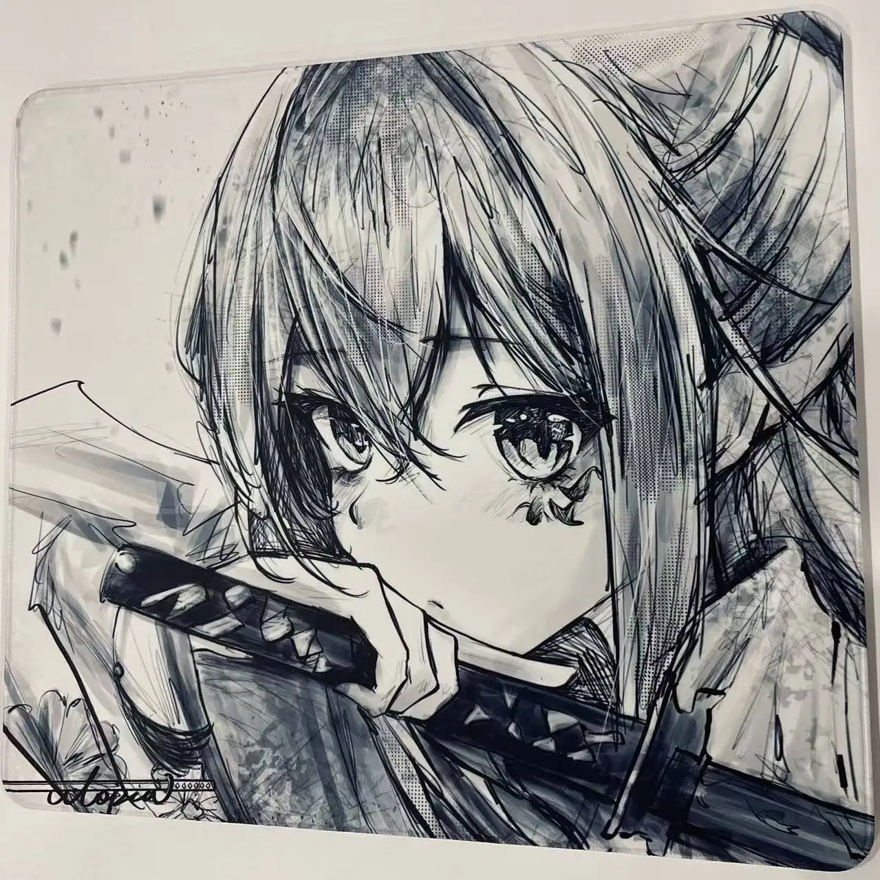 UtopiaGaming Black Blade 2 Anime Style Line Art Version - FPS-Specific Esports Mouse Pad