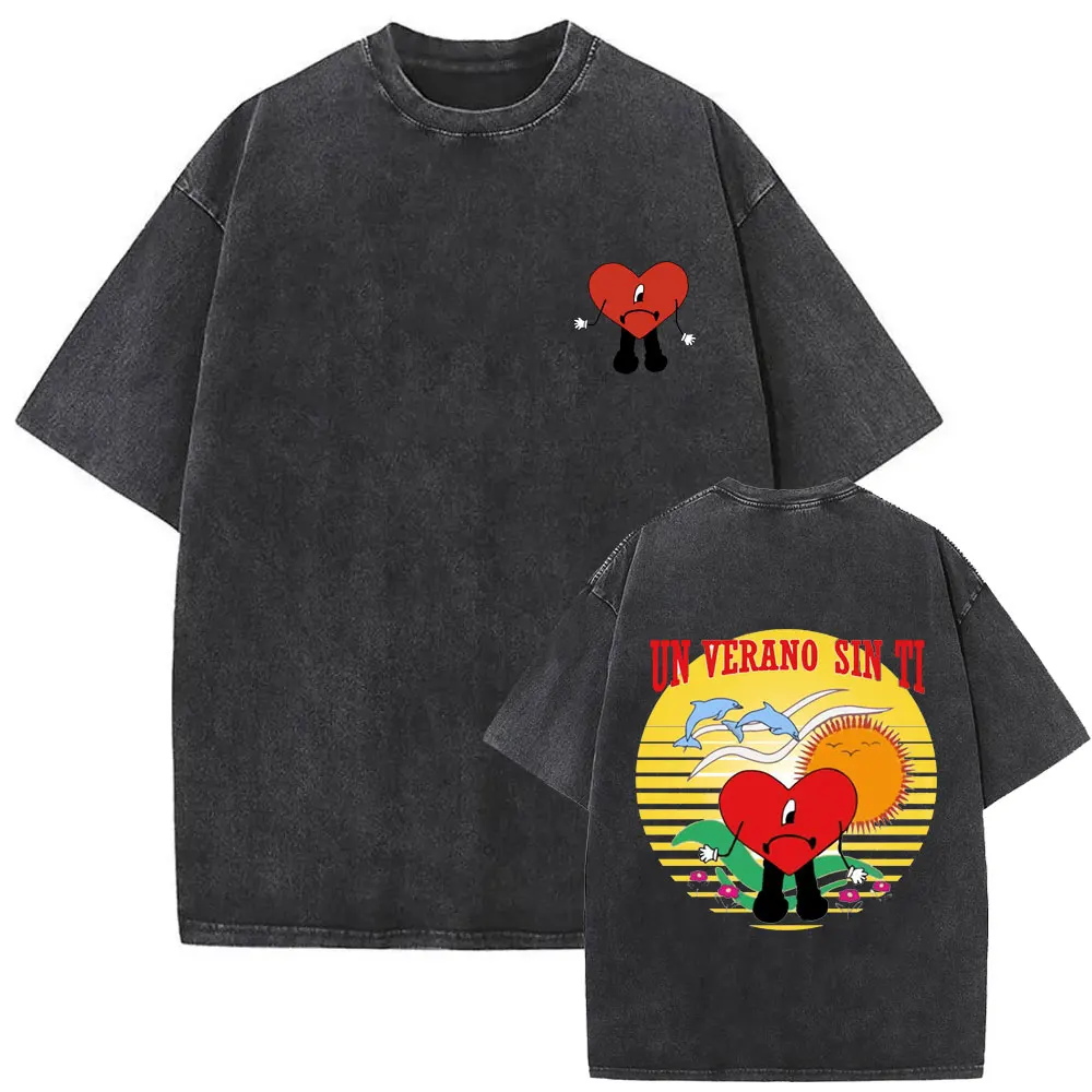 

Limited Washed Vintage Bad Bunny Un Verano Sin Ti Album Cover Print T-shirt Men Women Clothing Hip Hop Fashion Oversized T Shirt