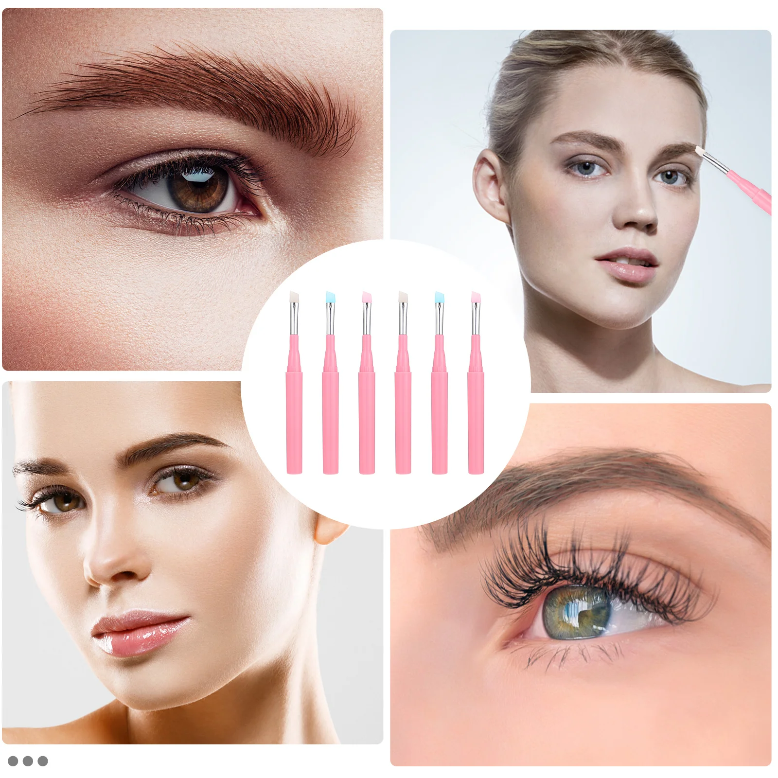 6 pennelli per trucco per sopracciglia in silicone, strumenti cosmetici multiuso per professionisti e principianti, pennelli per sopracciglia