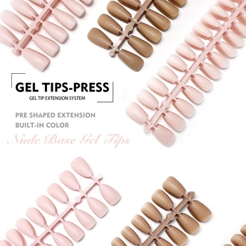 Faux ongles à pression en Gel doux de couleur mate amélioré, couverture complète pré-forme, amande moyenne, pour Extension d'ongles, 240 pièces