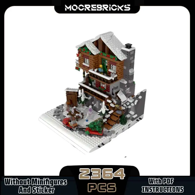 都市の街並みシリーズ MOC 高山コテージビルディングブロック モジュール式建築 冬の村 DIY ブリックおもちゃ クリスマスギフト