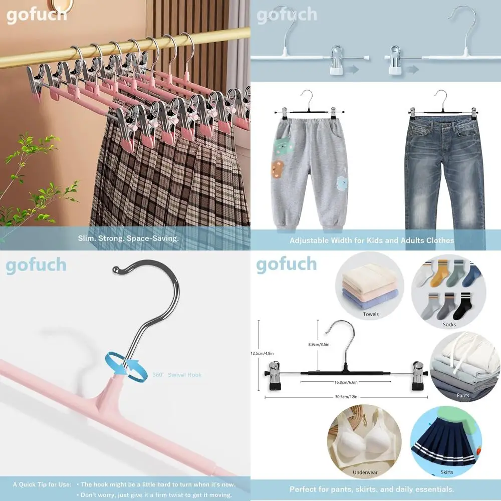 

Упаковка из 50 сверхпрочных нескользящих регулируемых вешалок для юбок, брюк, джинсов и шорт — серые, 12 дюймов