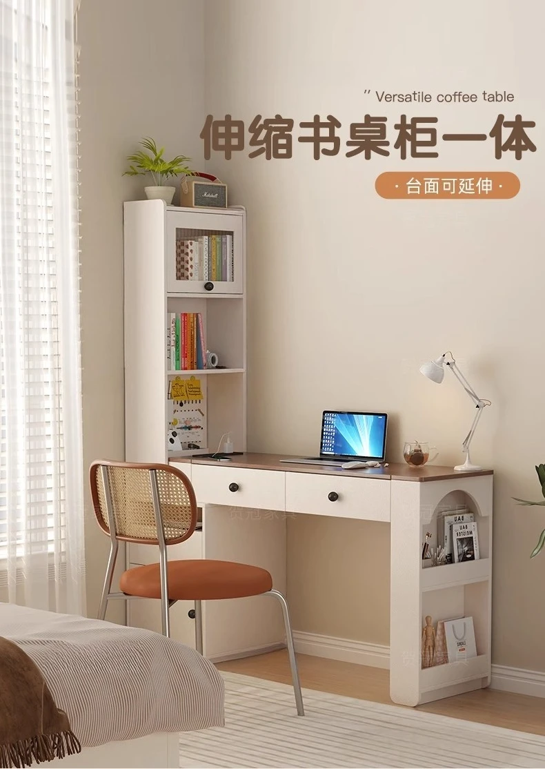 Solid wood corner integrated small apartment bedroom household long l-shaped retractable learning computer desk