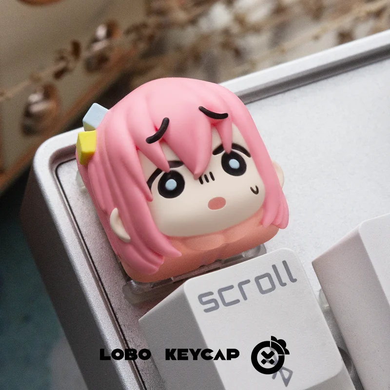 Anime Lonely Rock Theme Porky Sauce Resin Art Keycaps Cartoon Surrounding Cute Personalized Keyboard Decoration Birthday Gift