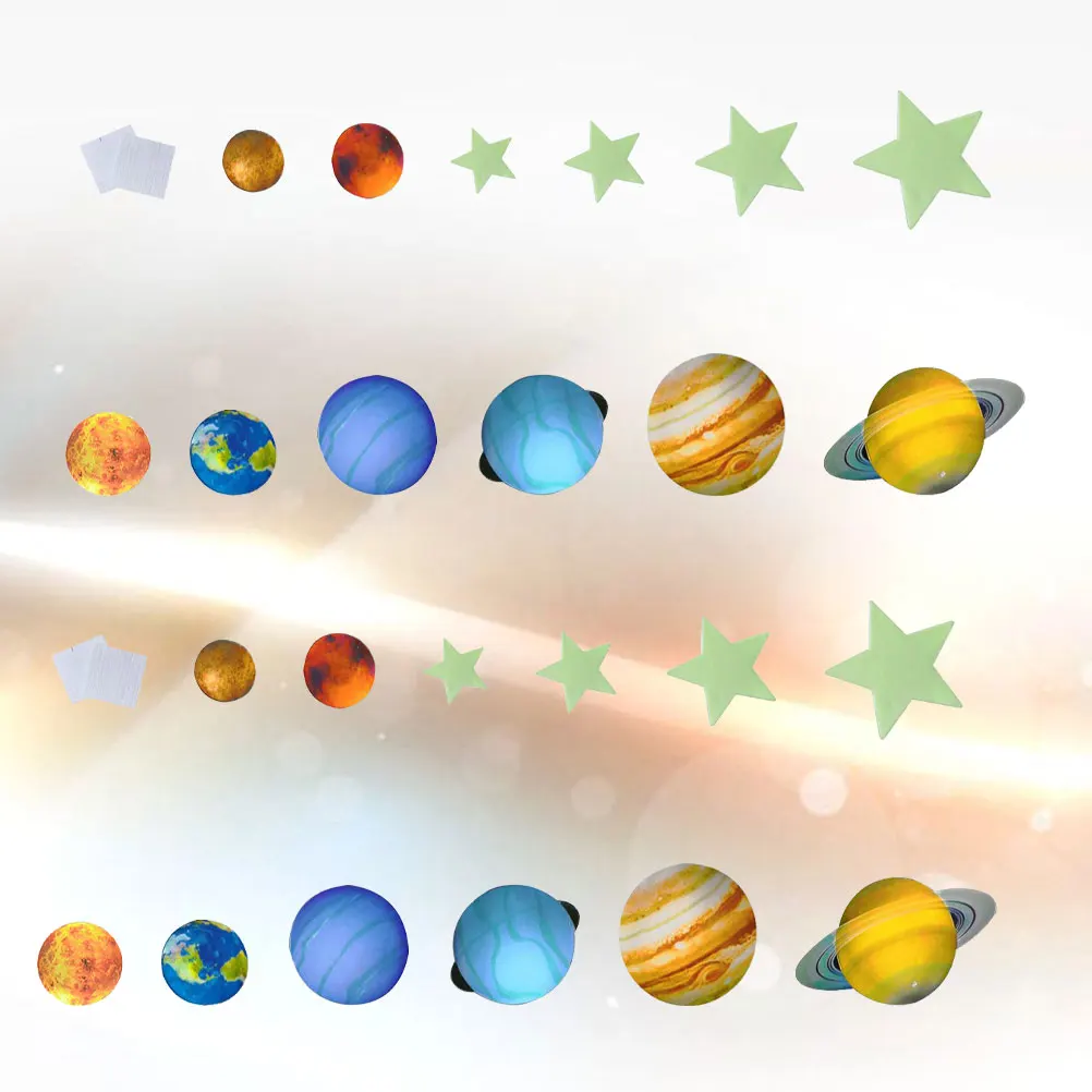 

109 Pcs Luminous Stars Wall Sticker Glowing Planet Fluorescent Nightlight Home Bedroom Kids Room Decor Stickers