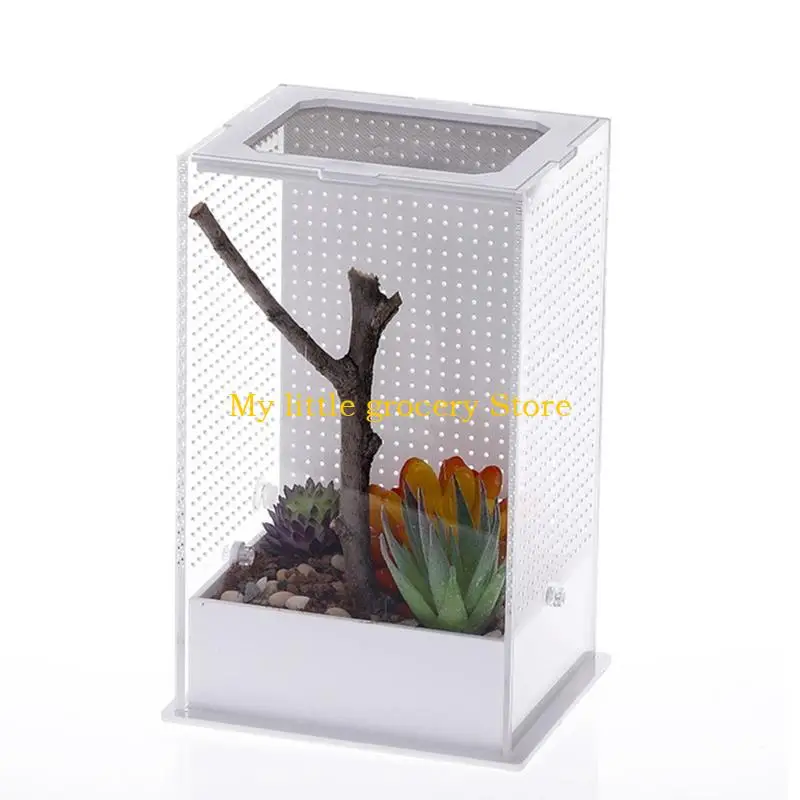 D5BD Insect Feeding Box Transparent Container Plastic Terrarium for Spiders Small Snakes for Carrier Box Easy to Deta view 4