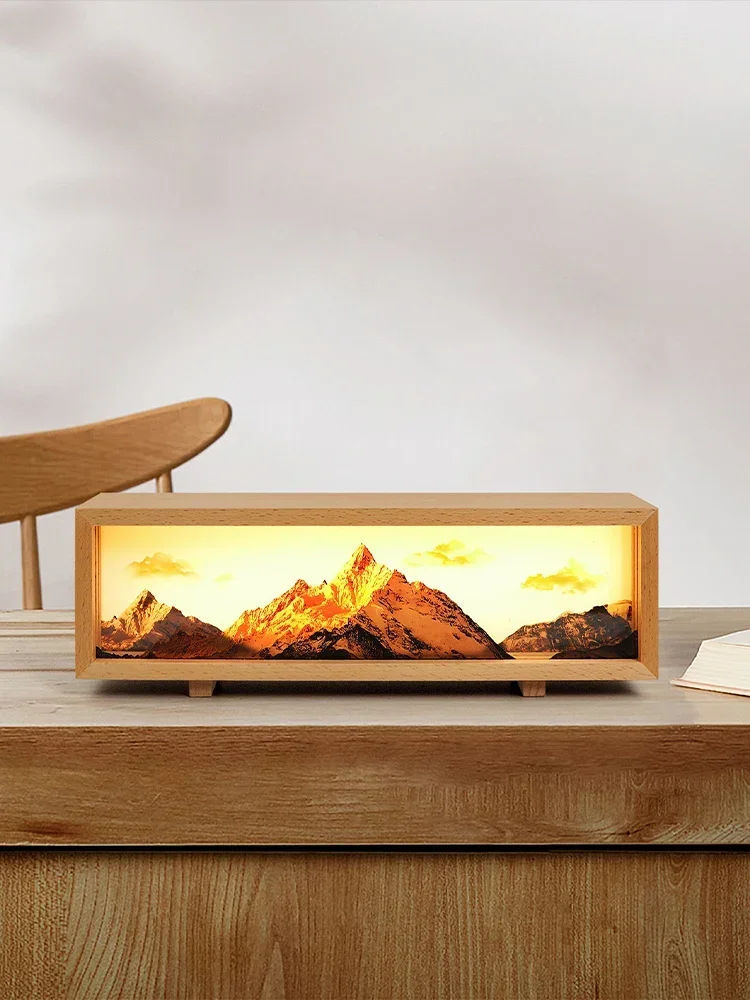 

Meili Snow Mountain Sunshine Golden Mountain Creative Decoration Relocation Table Set up Valentine's Day Birthday Gift Desktop N