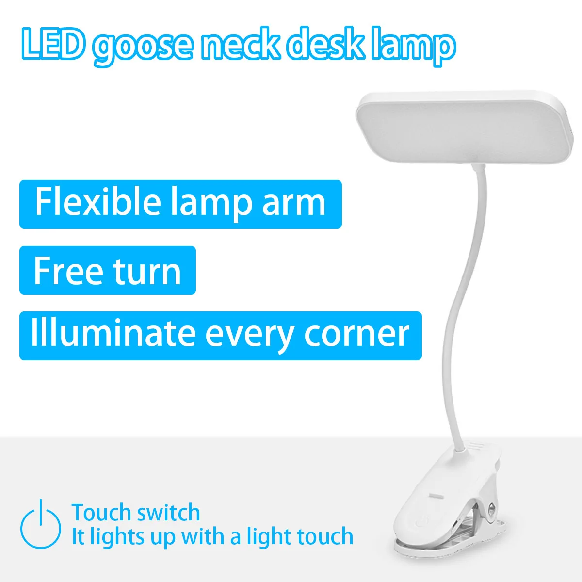 

LED clip-on study desk lamp, bedside night light, suitable for bedroom, study, reading and office lighting, festival gift