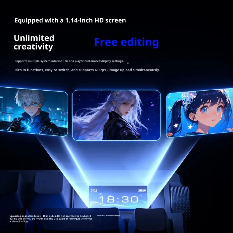 

Aula NOVA75 Mechanical Keyboard Hot Swap Tri-mode Bluetooth Wireless 1.14 Inch Screen Metal Knob Gasket 1000mAh Gaming Keyboard