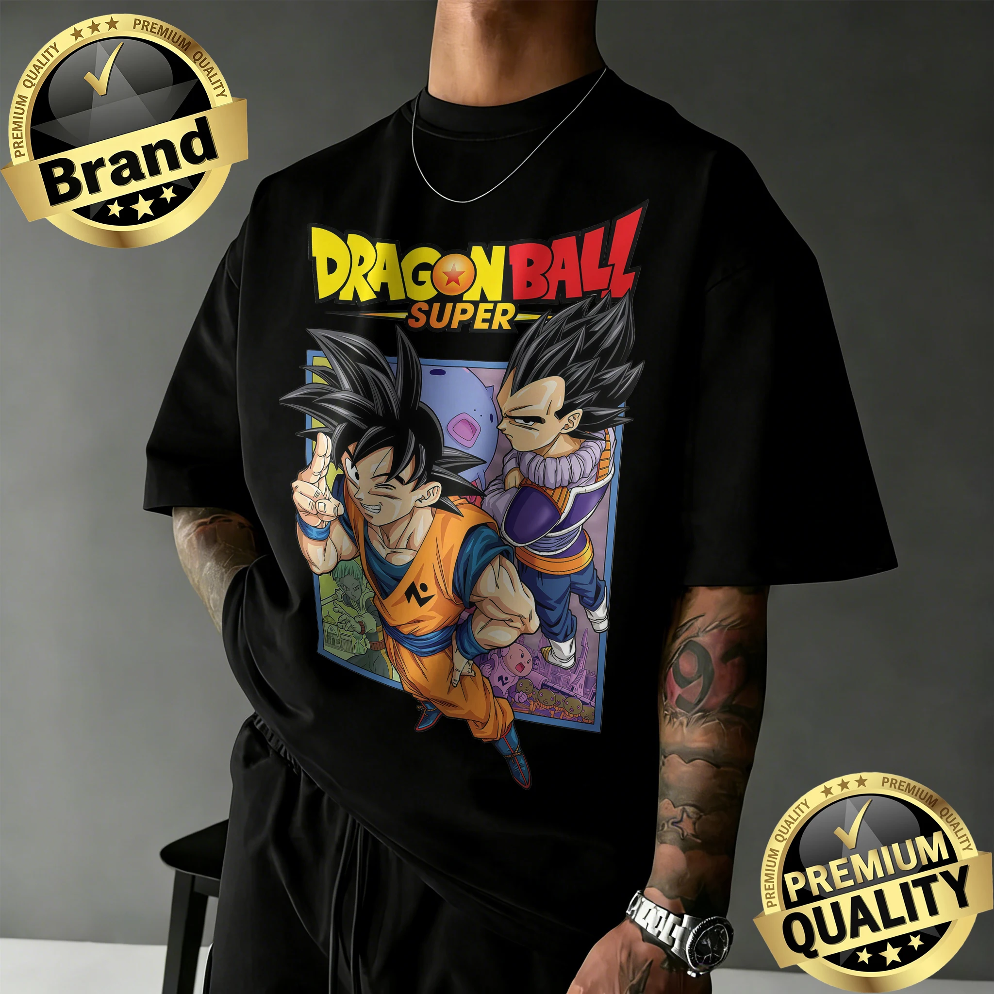 2026 Sommer Dragon Ball Super T-Shirt Herren 100% Baumwolle Retro Goku Vegeta Druck Übergroßes Casual Unisex-Shirt für Dragon Ball Fans